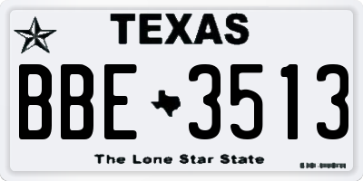 TX license plate BBE3513