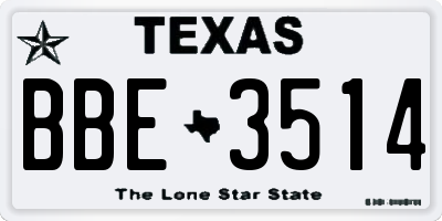 TX license plate BBE3514