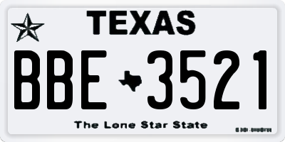 TX license plate BBE3521