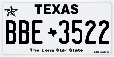 TX license plate BBE3522