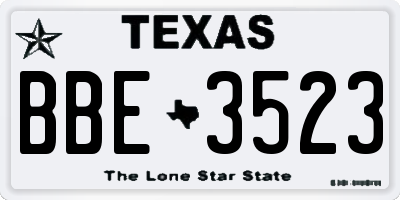 TX license plate BBE3523