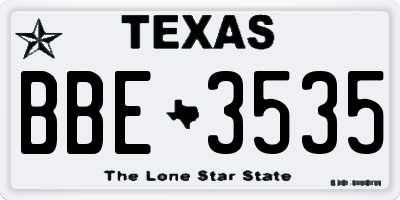 TX license plate BBE3535
