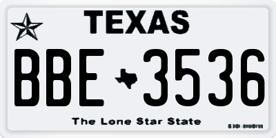 TX license plate BBE3536