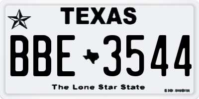 TX license plate BBE3544