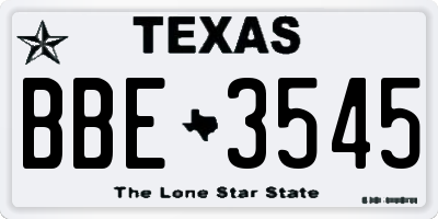 TX license plate BBE3545