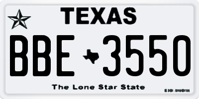 TX license plate BBE3550