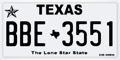 TX license plate BBE3551