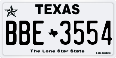 TX license plate BBE3554