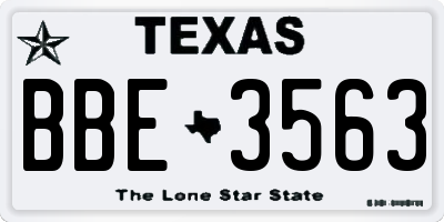 TX license plate BBE3563