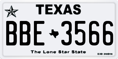 TX license plate BBE3566