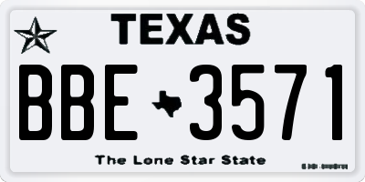 TX license plate BBE3571