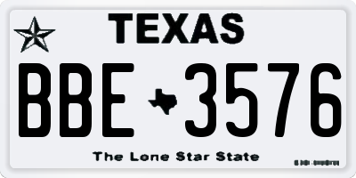 TX license plate BBE3576