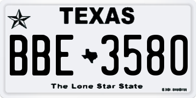 TX license plate BBE3580