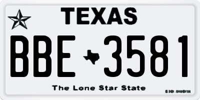 TX license plate BBE3581