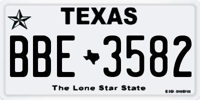 TX license plate BBE3582