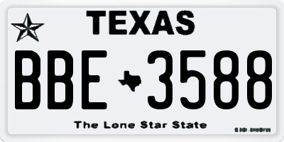 TX license plate BBE3588
