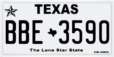 TX license plate BBE3590