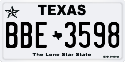 TX license plate BBE3598