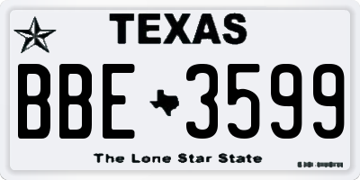 TX license plate BBE3599
