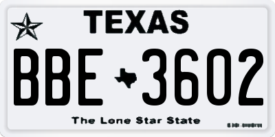 TX license plate BBE3602