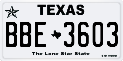 TX license plate BBE3603