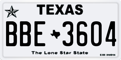 TX license plate BBE3604