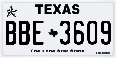 TX license plate BBE3609