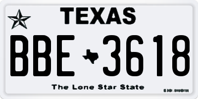 TX license plate BBE3618