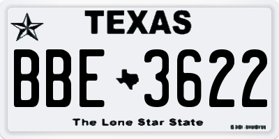 TX license plate BBE3622