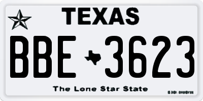 TX license plate BBE3623