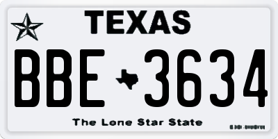 TX license plate BBE3634