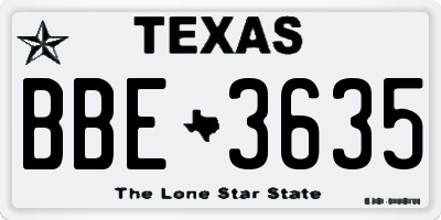 TX license plate BBE3635