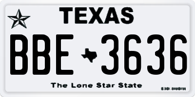 TX license plate BBE3636
