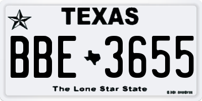 TX license plate BBE3655