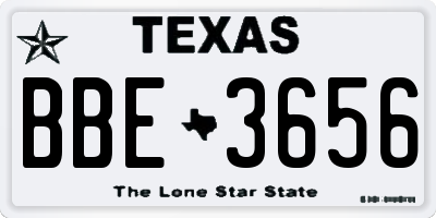 TX license plate BBE3656