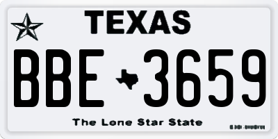 TX license plate BBE3659