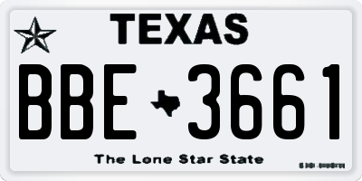 TX license plate BBE3661