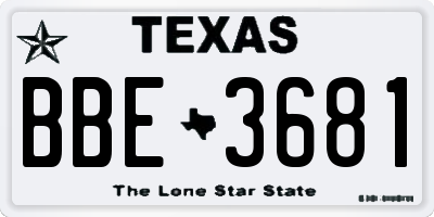 TX license plate BBE3681