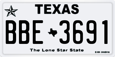 TX license plate BBE3691