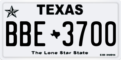 TX license plate BBE3700