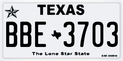 TX license plate BBE3703
