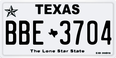 TX license plate BBE3704