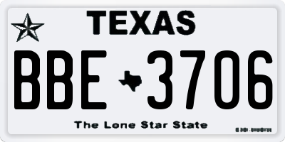 TX license plate BBE3706