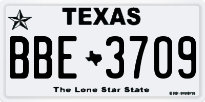 TX license plate BBE3709
