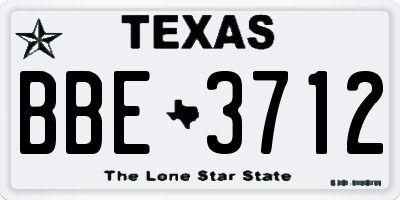 TX license plate BBE3712