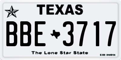 TX license plate BBE3717