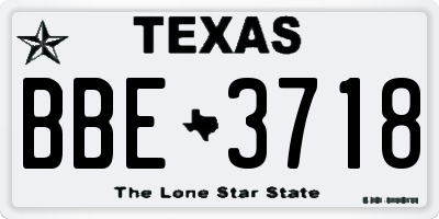 TX license plate BBE3718