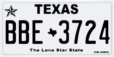 TX license plate BBE3724