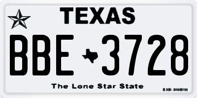 TX license plate BBE3728