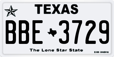 TX license plate BBE3729
